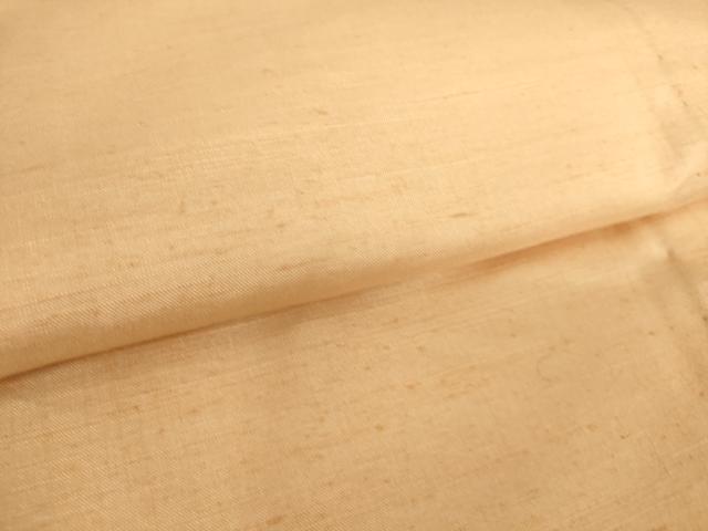 平和屋着物▽真綿結城紬　単衣　洒落柿色　反端付き　正絹　逸品　DAAQ3606az