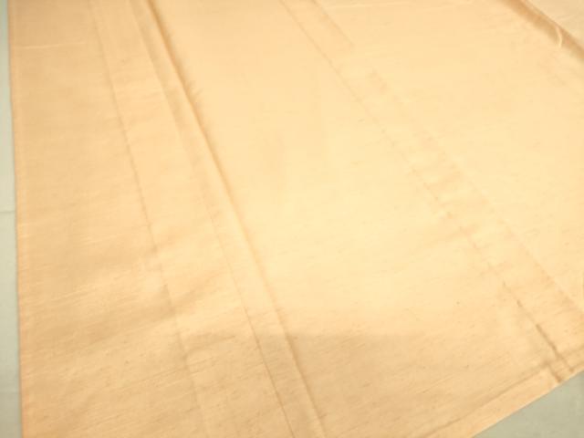 平和屋着物▽真綿結城紬　単衣　洒落柿色　反端付き　正絹　逸品　DAAQ3606az