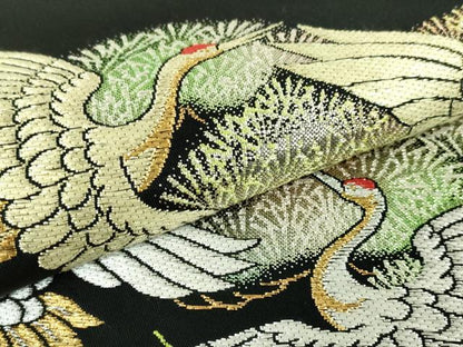 平和屋本店●極上 龍村美術織物 たつむら 太鼓柄 本袋帯 松鶴錦 黒地 金銀糸 逸品 DZAA4805kh5