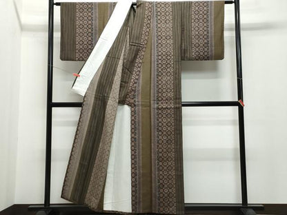 平和屋着物▽上質な紬 単衣 動物花間道 正絹 逸品 CAAQ0048vf