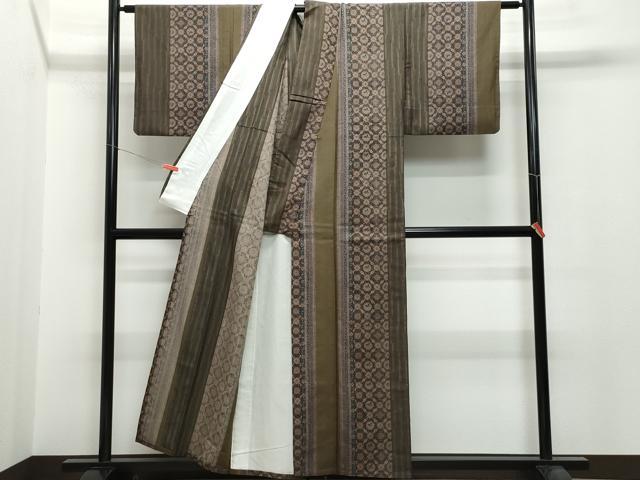 平和屋着物▽上質な紬 単衣 動物花間道 正絹 逸品 CAAQ0048vf