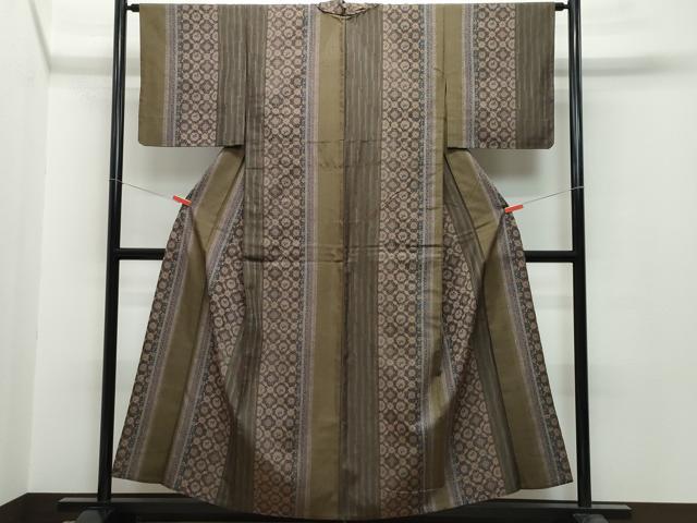 平和屋着物▽上質な紬 単衣 動物花間道 正絹 逸品 CAAQ0048vf