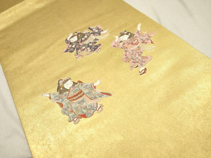 平和屋着物●西陣 長嶋成織物 ながしま帯 加賀友禅の巨匠 初代 由水十久 太鼓柄袋帯 玄鳥至子 本金箔 瀞金錦 逸品 DAAP1765ic