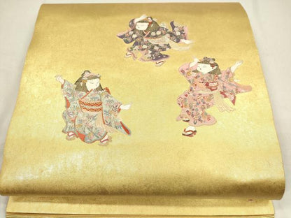平和屋着物●西陣 長嶋成織物 ながしま帯 加賀友禅の巨匠 初代 由水十久 太鼓柄袋帯 玄鳥至子 本金箔 瀞金錦 逸品 DAAP1765ic