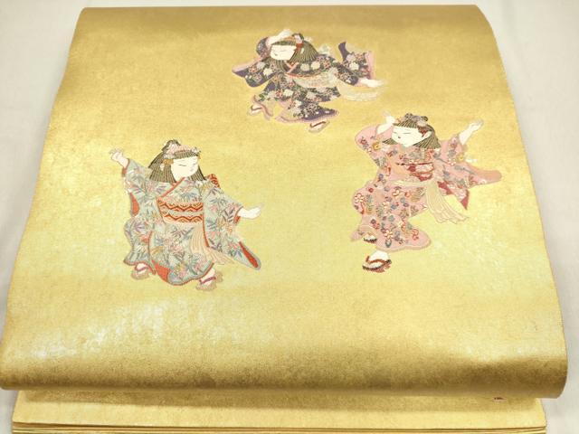 平和屋着物●西陣 長嶋成織物 ながしま帯 加賀友禅の巨匠 初代 由水十久 太鼓柄袋帯 玄鳥至子 本金箔 瀞金錦 逸品 DAAP1765ic