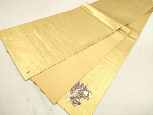 平和屋着物●西陣 長嶋成織物 ながしま帯 加賀友禅の巨匠 初代 由水十久 太鼓柄袋帯 玄鳥至子 本金箔 瀞金錦 逸品 DAAP1765ic
