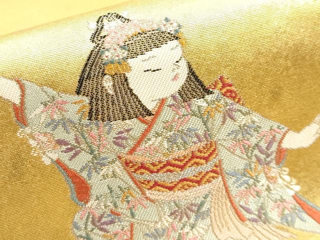 平和屋着物●西陣 長嶋成織物 ながしま帯 加賀友禅の巨匠 初代 由水十久 太鼓柄袋帯 玄鳥至子 本金箔 瀞金錦 逸品 DAAP1765ic