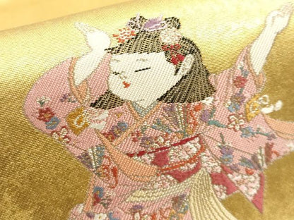 平和屋着物●西陣 長嶋成織物 ながしま帯 加賀友禅の巨匠 初代 由水十久 太鼓柄袋帯 玄鳥至子 本金箔 瀞金錦 逸品 DAAP1765ic