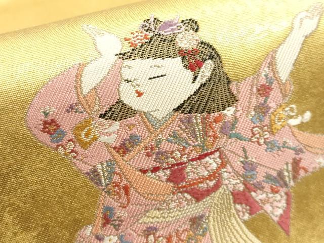 平和屋着物●西陣 長嶋成織物 ながしま帯 加賀友禅の巨匠 初代 由水十久 太鼓柄袋帯 玄鳥至子 本金箔 瀞金錦 逸品 DAAP1765ic