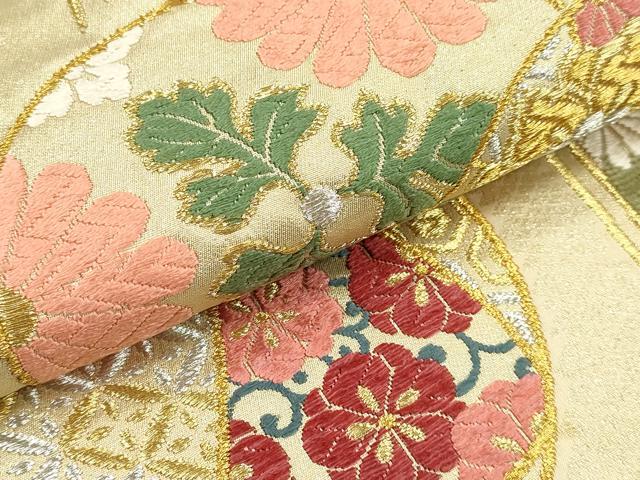 平和屋着物●六通柄袋帯 唐織 モール 紅花染 吉祥花文 金銀糸 正絹 逸品 DAAP1781ic