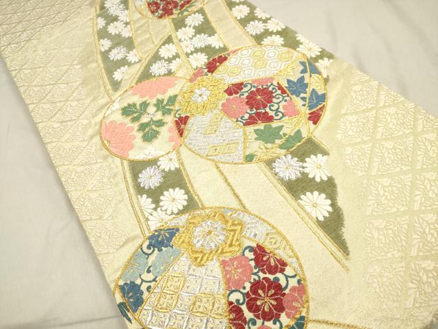 平和屋着物●六通柄袋帯 唐織 モール 紅花染 吉祥花文 金銀糸 正絹 逸品 DAAP1781ic