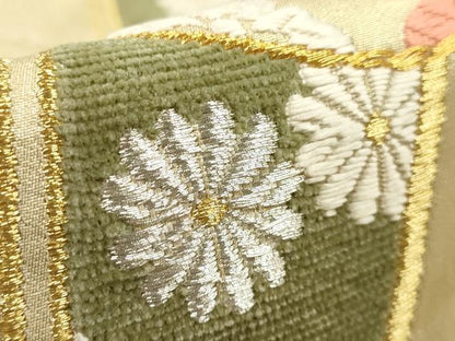 平和屋着物●六通柄袋帯 唐織 モール 紅花染 吉祥花文 金銀糸 正絹 逸品 DAAP1781ic