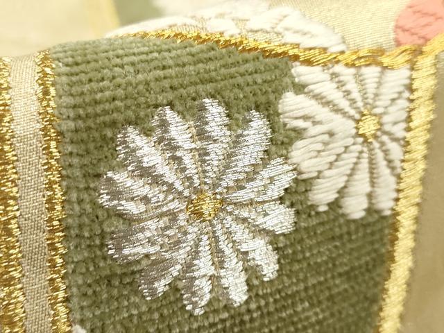 平和屋着物●六通柄袋帯 唐織 モール 紅花染 吉祥花文 金銀糸 正絹 逸品 DAAP1781ic