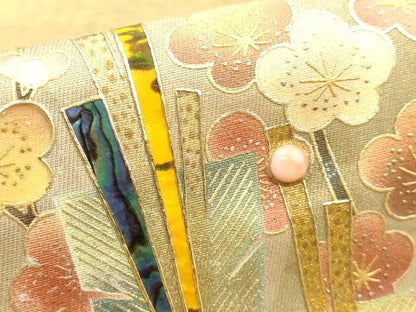 平和屋着物●太鼓柄袋帯　川崎透　螺鈿　珊瑚　鼈甲　松竹梅　金彩　正絹　逸品　DAAP1780ic