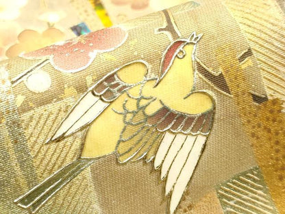 平和屋着物●太鼓柄袋帯　川崎透　螺鈿　珊瑚　鼈甲　松竹梅　金彩　正絹　逸品　DAAP1780ic