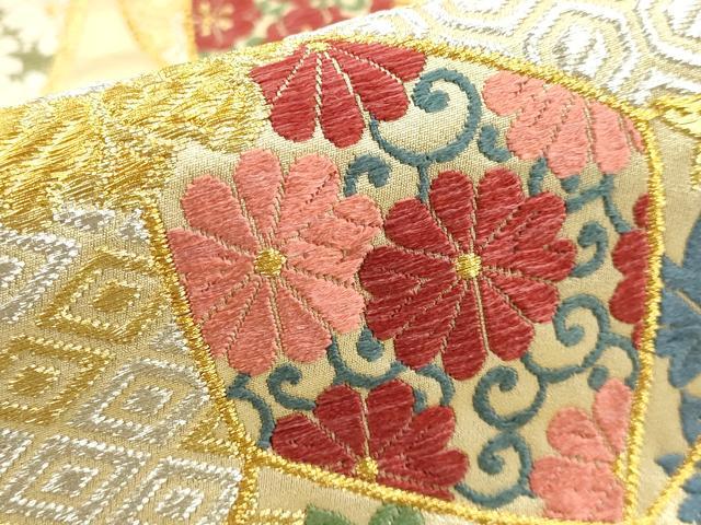 平和屋着物●六通柄袋帯 唐織 モール 紅花染 吉祥花文 金銀糸 正絹 逸品 DAAP1781ic