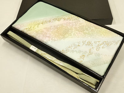 平和屋着物●和装小物　帯締め・帯揚げセット　草花文　高麗組　暈し染め　金糸　金彩　逸品　未使用　AAAS2708ay