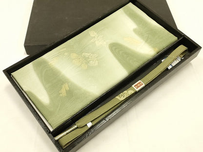 平和屋着物●和装小物　帯締め・帯揚げセット　琳派　流水花文　高麗組　暈し染め　金糸　丹後ちりめん　逸品　未使用　AAAS2709ay