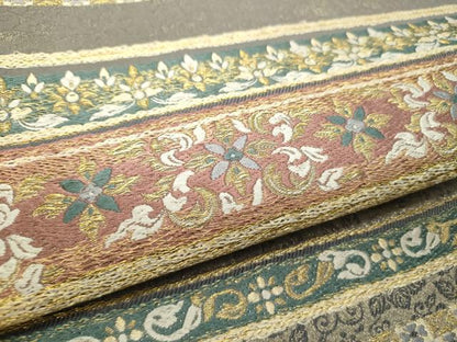 平和屋着物●六通柄袋帯 唐織 横段花文 金糸 正絹 逸品 DAAQ2684ps