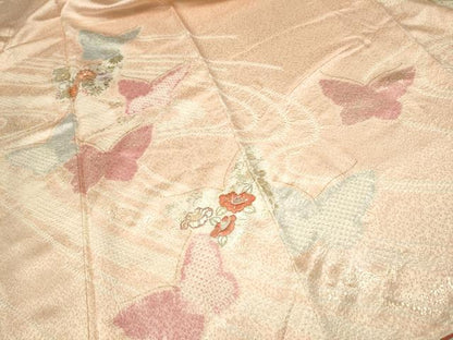 平和屋着物●創業460年・千總 訪問着 駒刺繍 絞り 花蝶文 金彩 三越扱い 正絹 逸品 CAAP7143hy