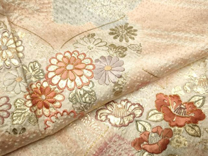 平和屋着物●創業460年・千總 訪問着 駒刺繍 絞り 花蝶文 金彩 三越扱い 正絹 逸品 CAAP7143hy