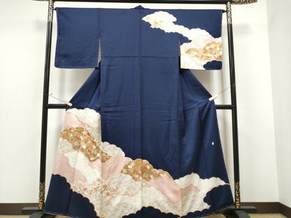 平和屋着物●十日町老舗ブランド 吉澤友禅 吾妻徳穂 訪問着 駒刺繍 雲重ね橘文 金彩 正絹 逸品 CAAP7148hy