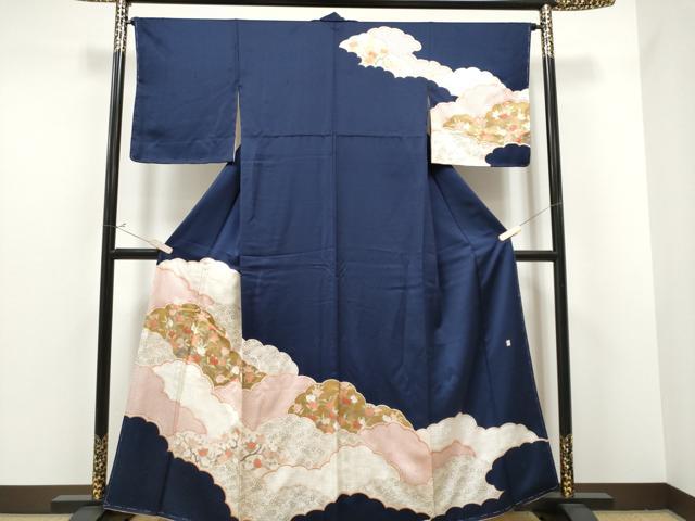 平和屋着物●十日町老舗ブランド 吉澤友禅 吾妻徳穂 訪問着 駒刺繍 雲重ね橘文 金彩 正絹 逸品 CAAP7148hy