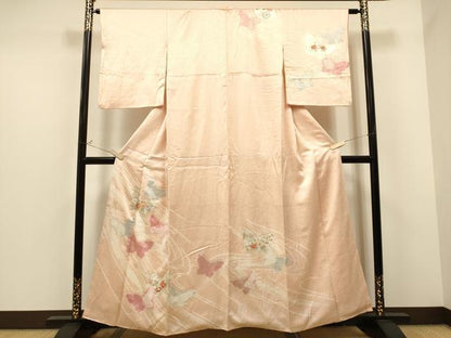 平和屋着物●創業460年・千總 訪問着 駒刺繍 絞り 花蝶文 金彩 三越扱い 正絹 逸品 CAAP7143hy