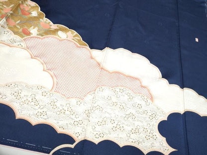 平和屋着物●十日町老舗ブランド 吉澤友禅 吾妻徳穂 訪問着 駒刺繍 雲重ね橘文 金彩 正絹 逸品 CAAP7148hy