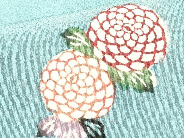 平和屋着物●上質な小紋　紅型　草花文　鬼しぼ縮緬　正絹　逸品　DAAR0123yyy