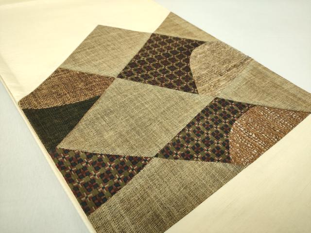 平和屋着物●太鼓柄袋帯 切嵌 抽象文様 正絹 逸品 未使用 DAAQ2835ps