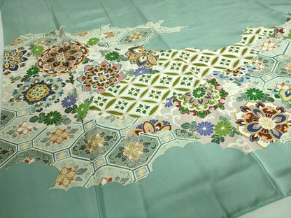 平和屋着物●豪華色留袖 作家物 駒刺繍 吉祥花文 金彩 正絹 逸品 DAAP1889ic