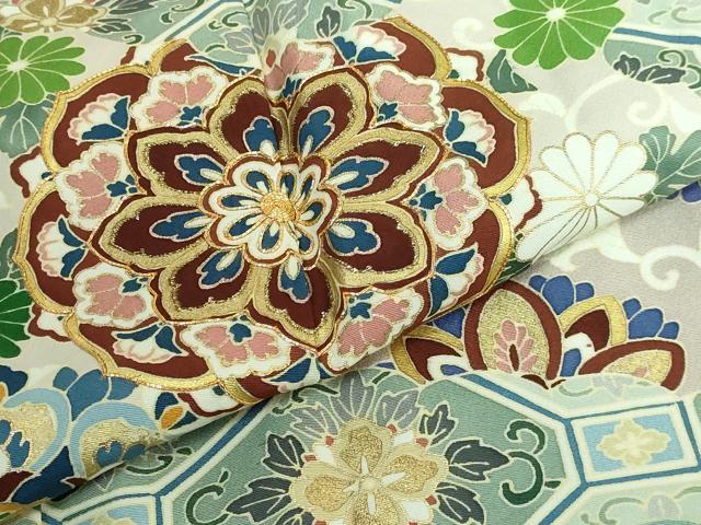 平和屋着物●豪華色留袖 作家物 駒刺繍 吉祥花文 金彩 正絹 逸品 DAAP1889ic
