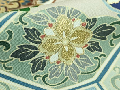 平和屋着物●豪華色留袖 作家物 駒刺繍 吉祥花文 金彩 正絹 逸品 DAAP1889ic