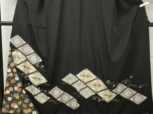 新品 正絹 金彩檜扇に蝶・花模様暈し小紋 平和屋着物○訪問着 駒刺繍 流水扇花蝶文 暈し染め 金彩 やまと