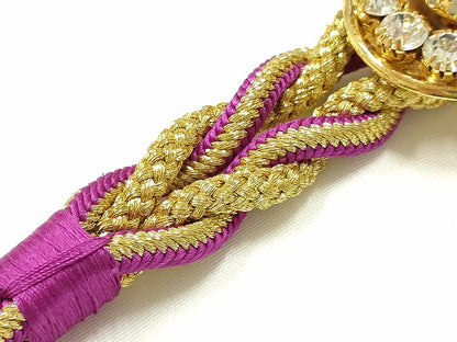 平和屋着物●和装小物　振袖用帯締め　装飾　ラインストーン　金糸　撚り房　逸品　AAAS2838ay