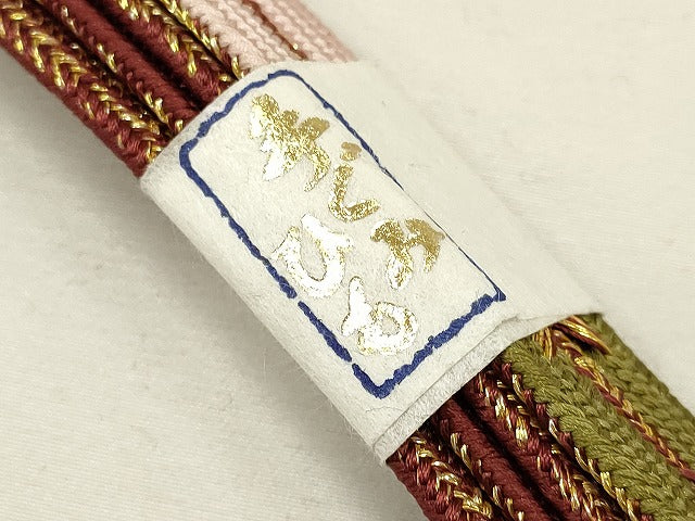 平和屋着物●和装小物 上質な帯締め 高麗組 暈し 金糸 撚り房 逸品 未使用 AAAS2851ay