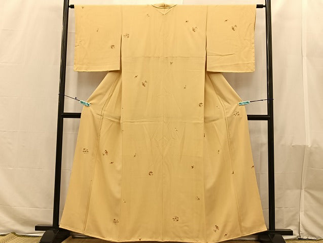 仮絵羽　正絹　金彩　小紋　友禅風　風景模様　松竹梅　ぼかし　着物　052t 平和屋着物○訪問着 友禅 駒刺繍 松竹梅風景文 金彩 正絹 逸品