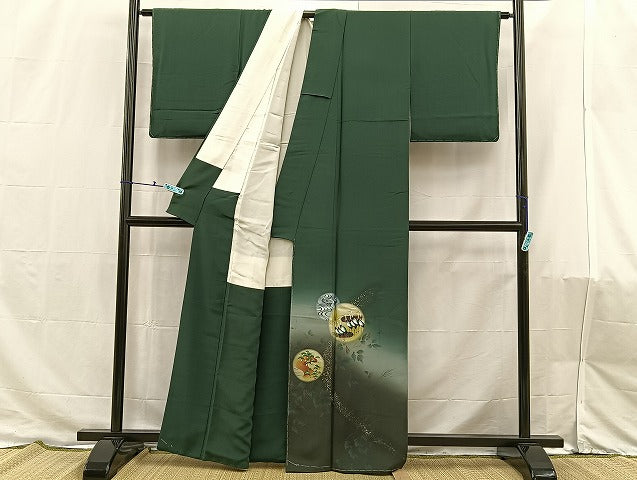 平和屋着物□豪華色留袖 群鶴丸文 暈し染め 金彩 正絹 逸品