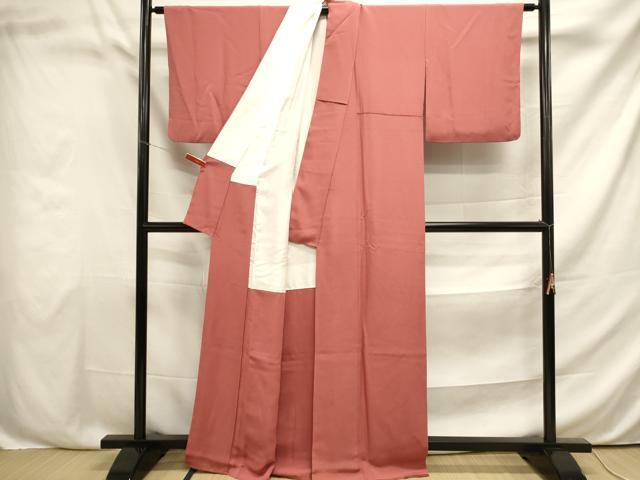 平和屋着物●上質な色無地 銀朱色 正絹 逸品 DAAP9869op
