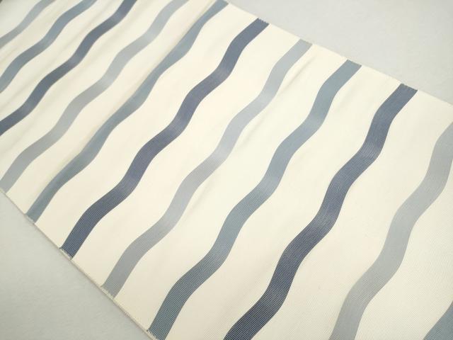 平和屋着物●本場筑前博多織　八寸名古屋帯　よろけ縞　三越扱い　正絹　逸品　CAAR1347hy