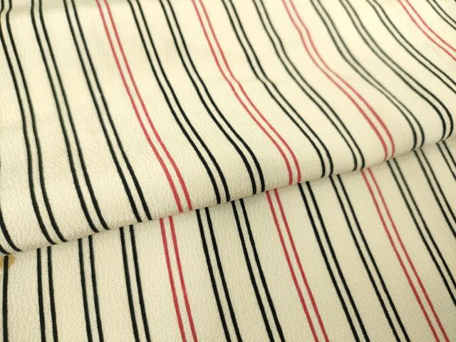 美品　和服　正絹　単衣　縦縞模様　小紋(パールトン加工) 早い者勝ち 平和屋着物▽上質な小紋 単衣 縞 正絹 逸品 DAAQ4165az