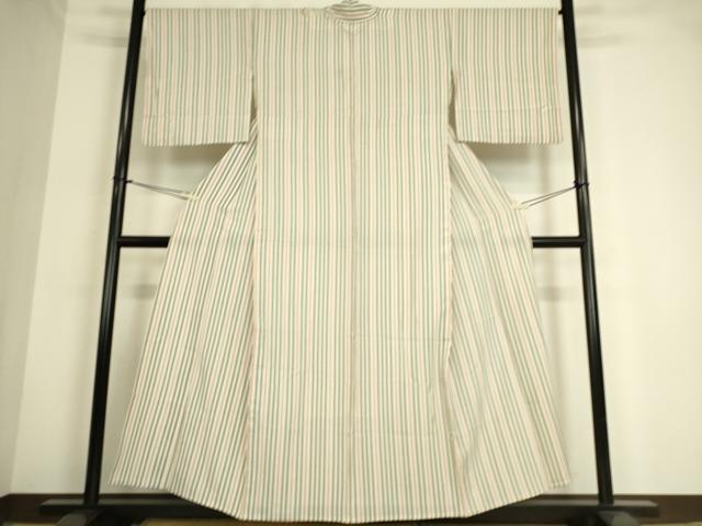 平和屋着物▽上質な小紋 単衣 縞 正絹 逸品 DAAQ4165az