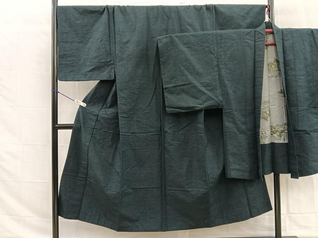 平和屋着物●男性 紬 色無地 アンサンブル 褐返色 正絹 逸品 BAAS6732me