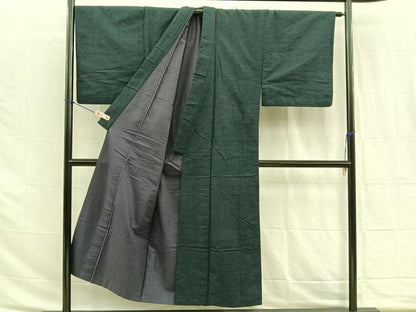 平和屋着物●男性 紬 色無地 アンサンブル 褐返色 正絹 逸品 BAAS6732me