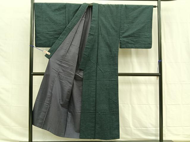 平和屋着物●男性 紬 色無地 アンサンブル 褐返色 正絹 逸品 BAAS6732me