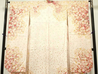 平和屋着物●紫綬褒章 巨匠『岩田専太郎』 振袖 駒刺繍 舞梅文 金彩 三越扱い 正絹 逸品 DAAR0248yyy