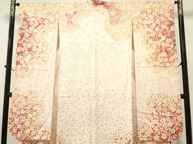 平和屋着物●紫綬褒章 巨匠『岩田専太郎』 振袖 駒刺繍 舞梅文 金彩 三越扱い 正絹 逸品 DAAR0248yyy