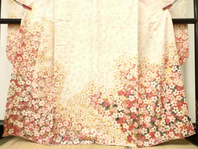 平和屋着物●紫綬褒章 巨匠『岩田専太郎』 振袖 駒刺繍 舞梅文 金彩 三越扱い 正絹 逸品 DAAR0248yyy