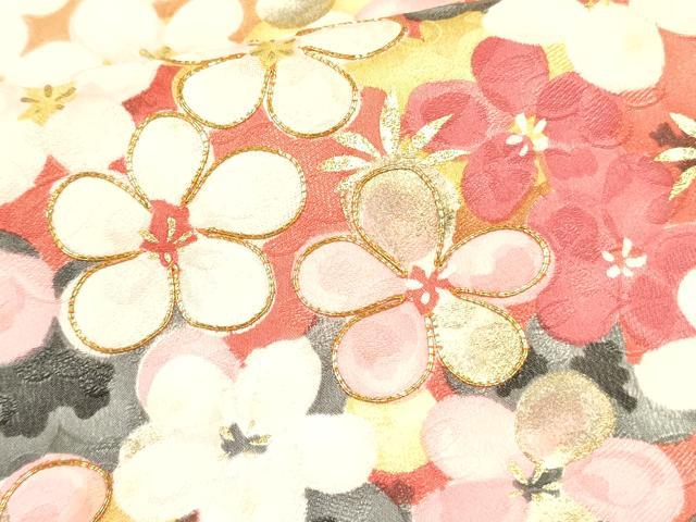 平和屋着物●紫綬褒章 巨匠『岩田専太郎』 振袖 駒刺繍 舞梅文 金彩 三越扱い 正絹 逸品 DAAR0248yyy